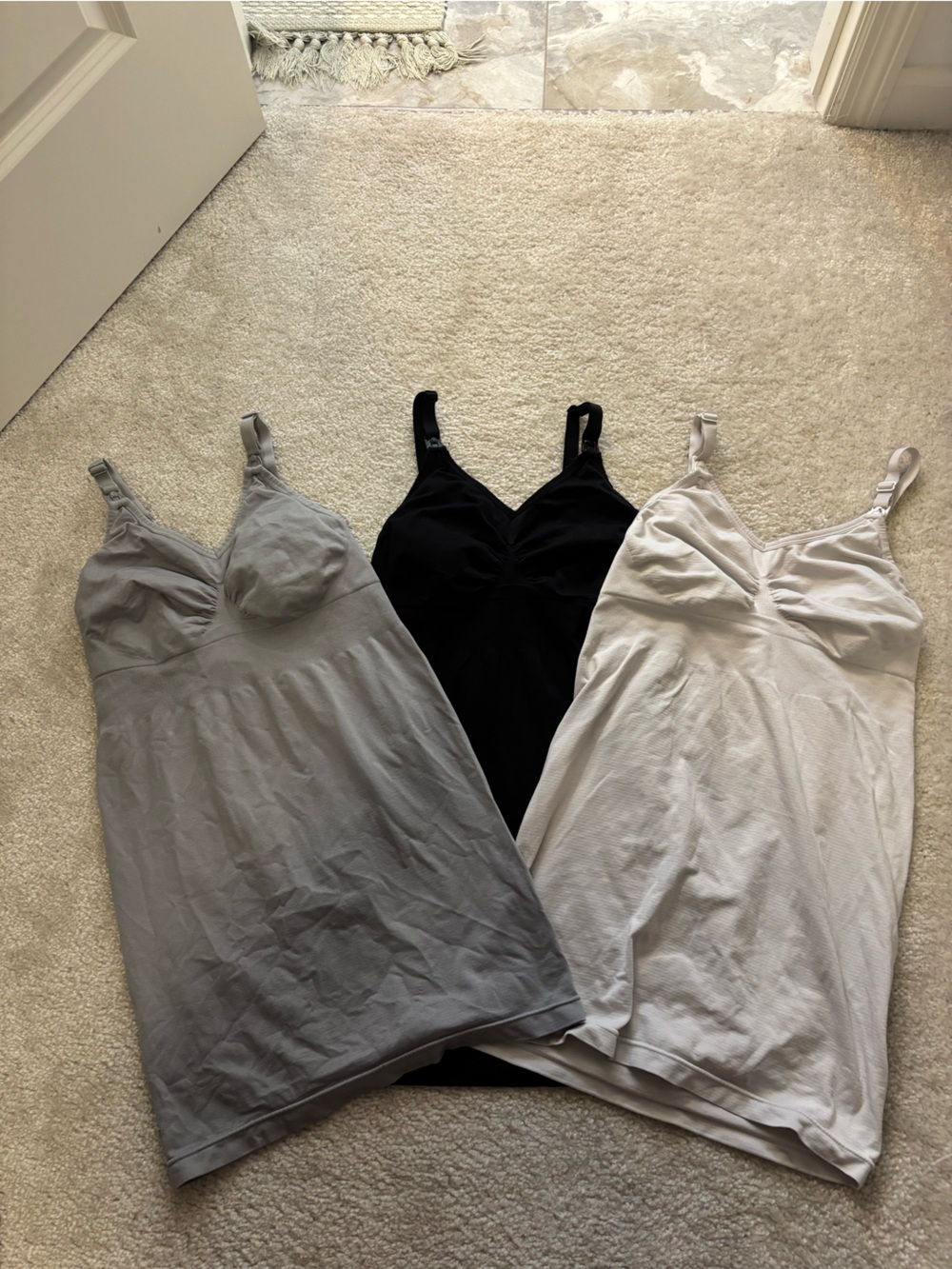Womenโs Seamless Nursing/Sleep Tank - Black, Gray, White